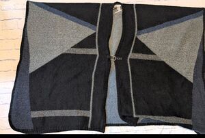 Marc New York Women's Black & Gray Plaid Poncho Cape With Clasp One Size boho
